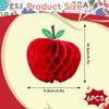 6 Pack 4.3 x 5.7 Inch Apple Honeycomb Decorations, Stand or Hang Tissue Paper Centerpieces, 3D Red Fruit Ornaments for Back to School, Teacher