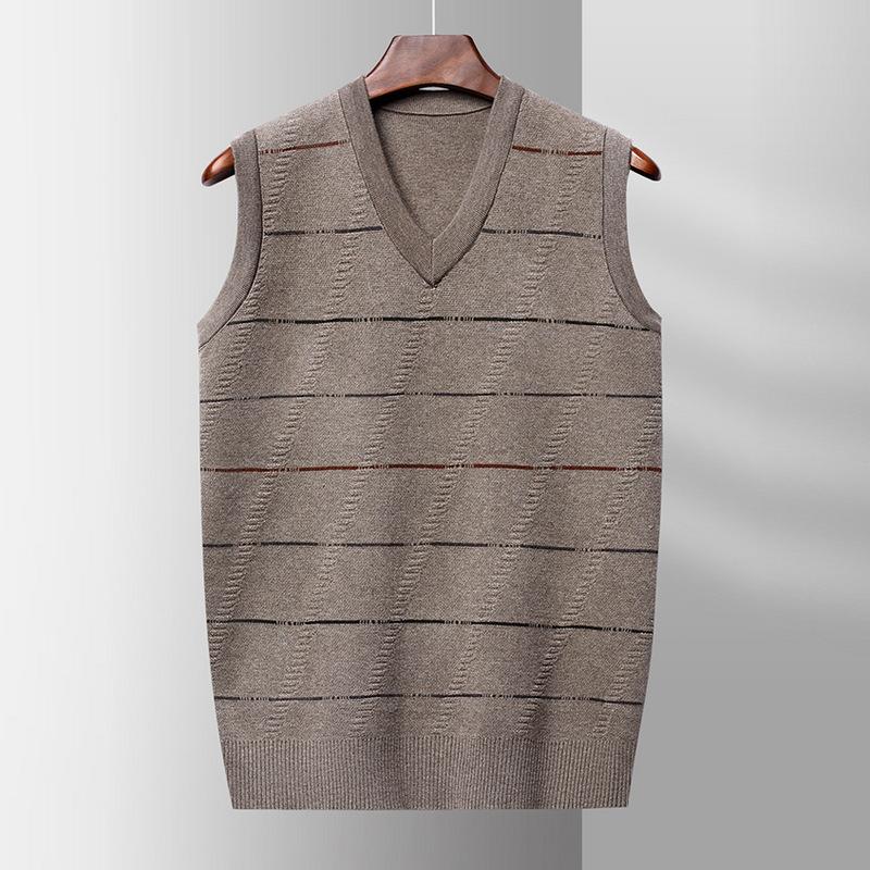 

Мужской свитер-жилет без рукавов, вязаный жилет, осень и зима, новый повседневный модный жаккардовый пуловер с V-образным вырезом, вязаный свитер 4XL