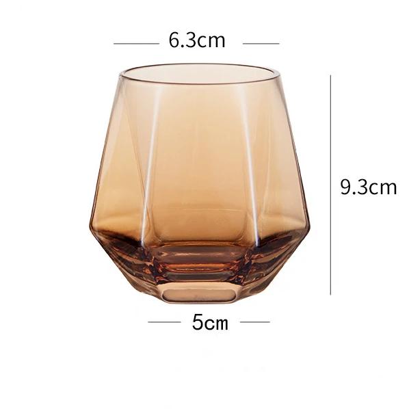 2 Stück/1 Stück Sechseckiges Glas Geschenk für Freund 320ml Buntes Transparentes Trinkgeschirr Whiskey Weingläser Haushalt Saftbecher Wassergläser
