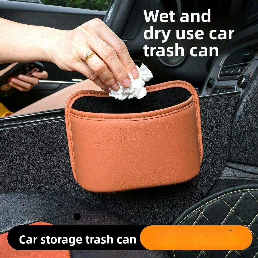 Car Trash Can, Car Door Seat Back Storage Bag, Car Leather Storage Bag, Storage Box, Water Cup Holder