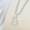 B Letter Necklace Men'S And Women'S Personalized Trend Full Diamond Pendant Long Sweater Chain