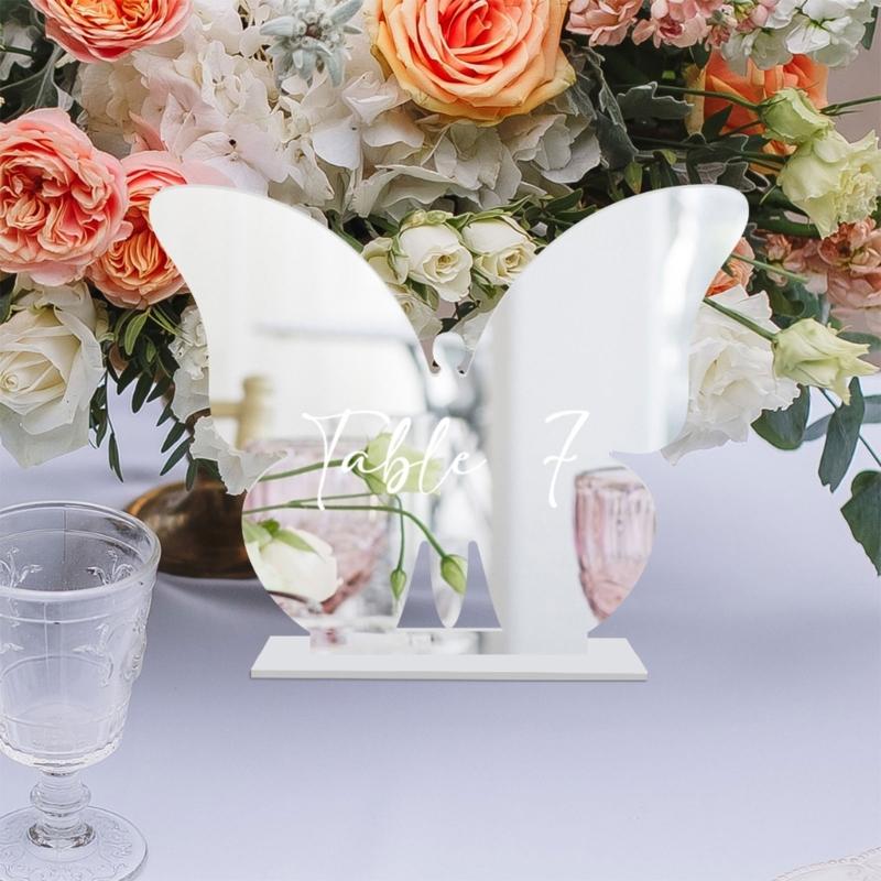 Set of 2 Clear Acrylic Butterfly Table Number Stands Table Place Cards for Parties Gatherings Wedding DIY Table Setting