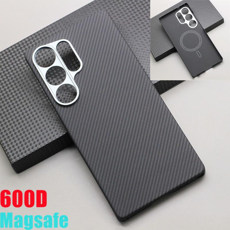 Magnetische Handyhülle aus Kohlefaser für Samsung Galaxy S25 Ultra 600D Aramidfaser Magnetisch Stoßfest Schutzhülle S25 Ultra Magsafe Hülle