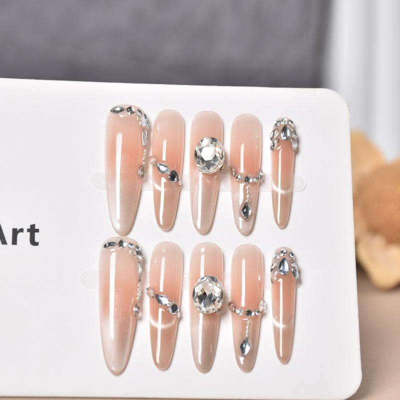 Cat's Eye Wearing Nail Pure Hand-made Nail Piece Fake Nail Wearing Nail Piece Advanced Sense Thin Dog Long