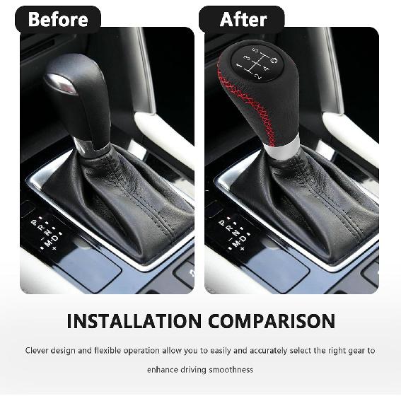 Car Gear Shift Knob With 4 Adaptive Parts,Leather 5 Speed Shift Knobs For Replacement Broken Shifter Knobs,Universal Non-Slip Manual Shift Knob Car