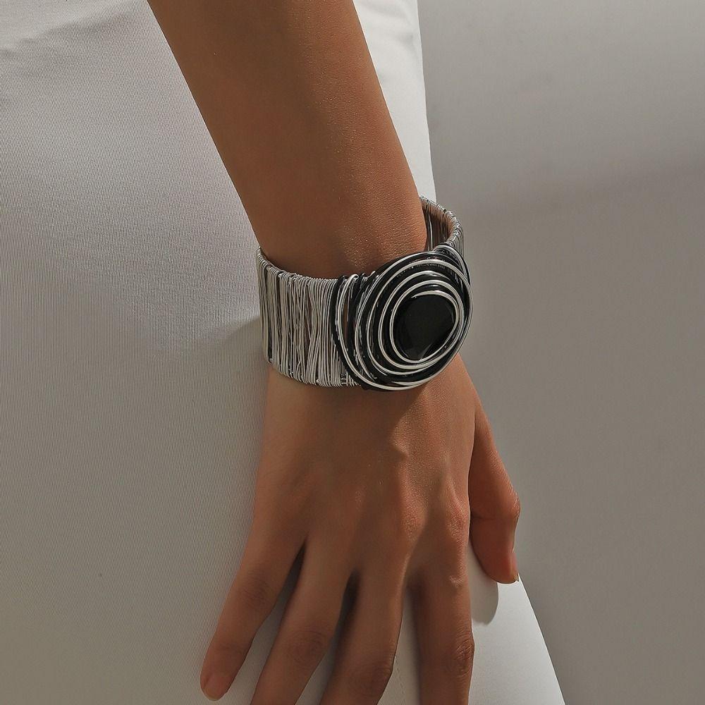 Punk Goth Rhinestone Bracelet Line Twined Women Bangle Cool Metal Wire Bracelet  Music Party