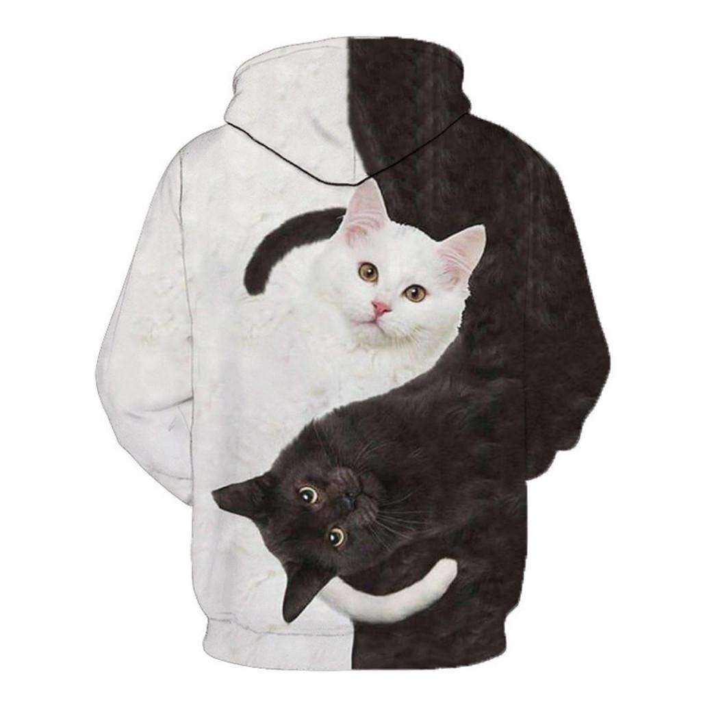 Women And Men's Casual Cats Printed Long Sleeve T-Shirt Top Pullover Sweatshirt