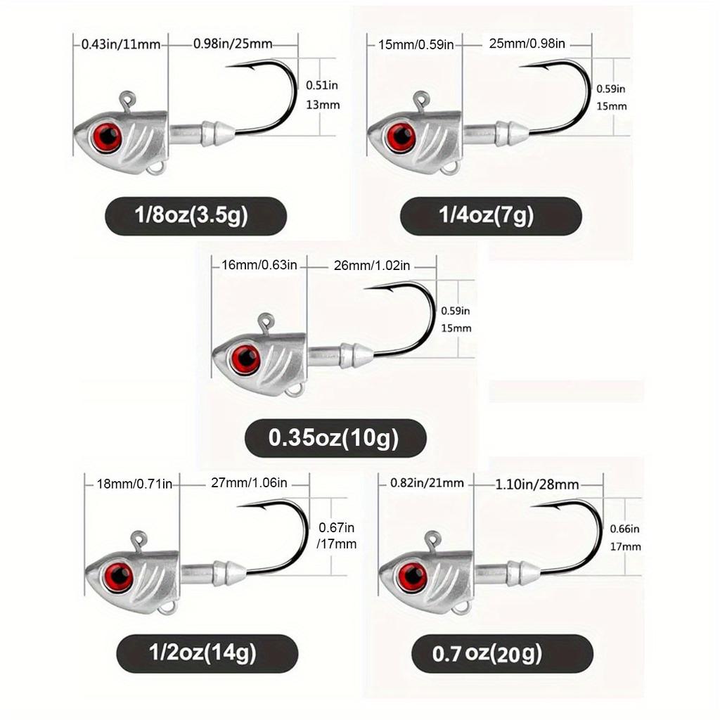 5pcs Swimbait Jig Heads for Freshwater and Saltwater Fishing - Minnow Fish Head Design for Enhanced Attraction and Hooking Power