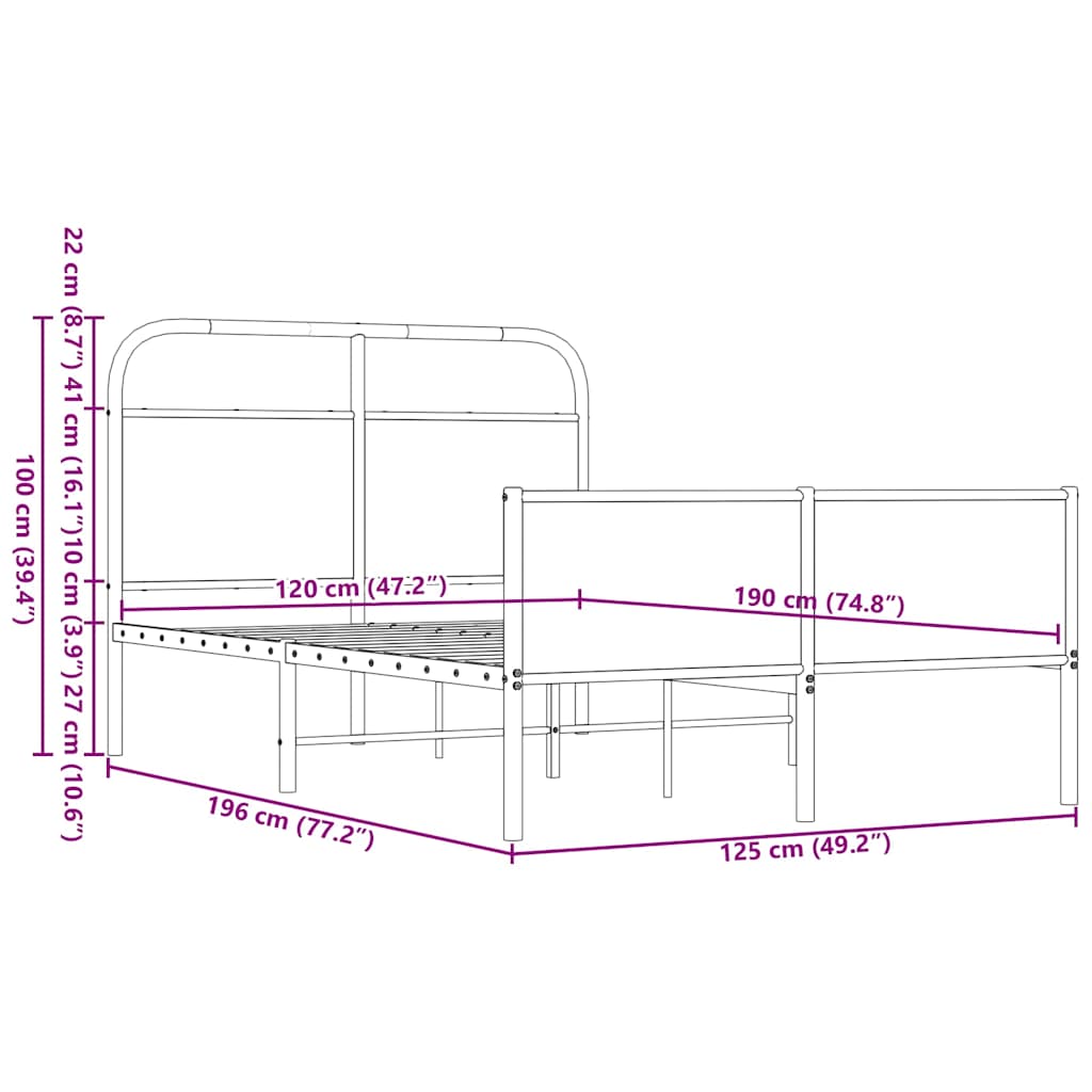 Bed Frame without Mattress 120 x 190 cm Brown Oak Effect