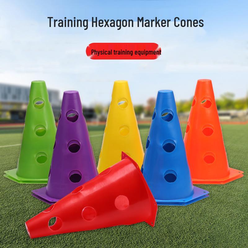 23cm Hexagonal Training Cones with Holes for Agility Drills