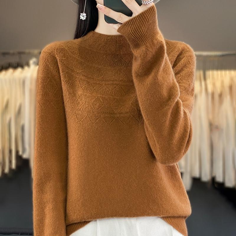 Women's Cashmere Sweater Qinghe Cashmere 30% Cashmere 70% Wool Women's Autumn and Winter Cashmere Pullover Soft and Warm
