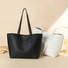 Fashion Litchi Texture Tote Bag Leather Large Capacity Shoulder Bag Crossbody Snap Button Design Handbags Women