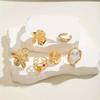 6PCS Exaggerated Metal Flower Open Rings for Women Baroque Imitation Pearl Adjustable Ring Fashion Jewelry Accessories
