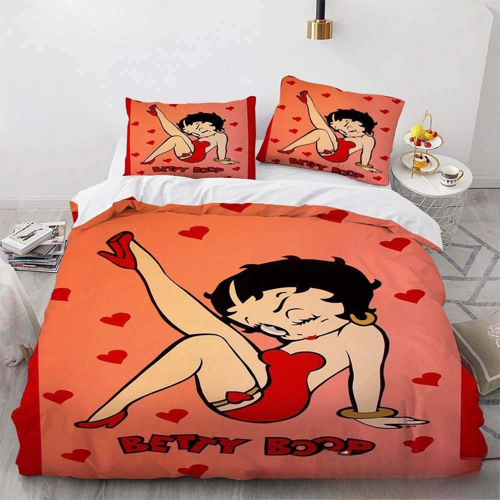 Cartoon Betty Duvet Cover Pillowcase Bedding Set BoyGirl Bedroom Decoration ChildrenGift Single Double Large SizeZip Duvet Cove