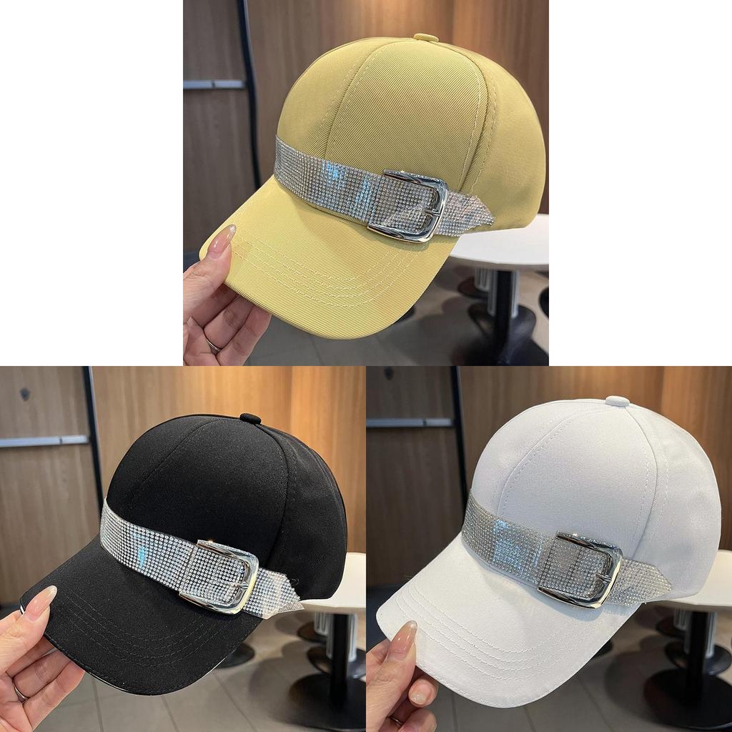 Casual Baseball Cap With Rhinestone Embellishments And Sun Protection For Spring Summer Wear