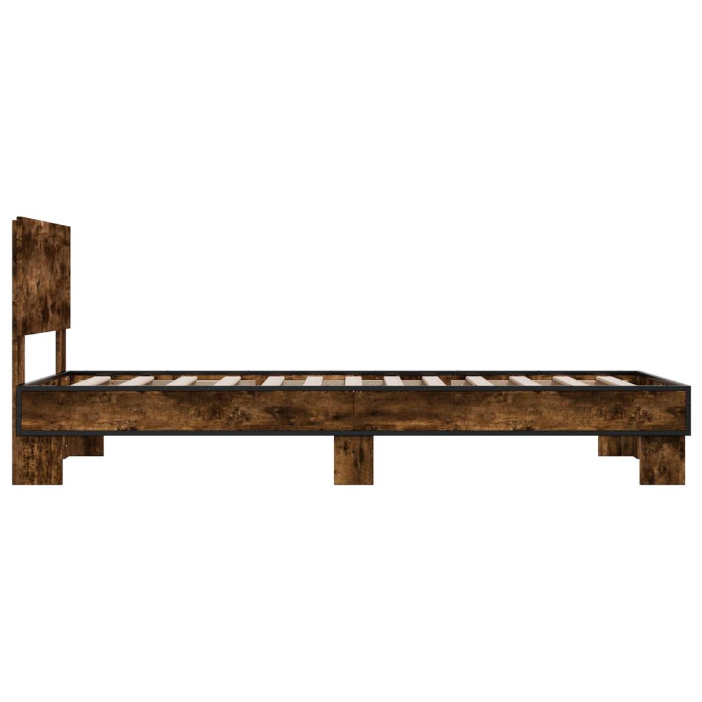 Bed Frame with Headboard Smoked Oak 80 x 200 cm