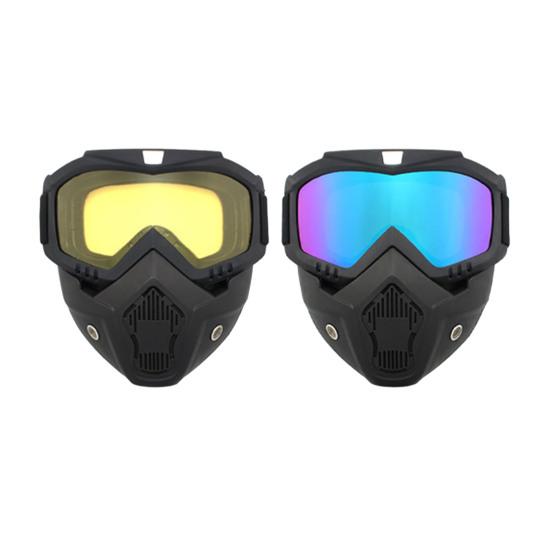 2Pcs Outdoor Cycling Goggles with Detachable Face Guard UV Protection Windproof Men Skiing Snowboarding Motorcycle Bike Sports Glasses
