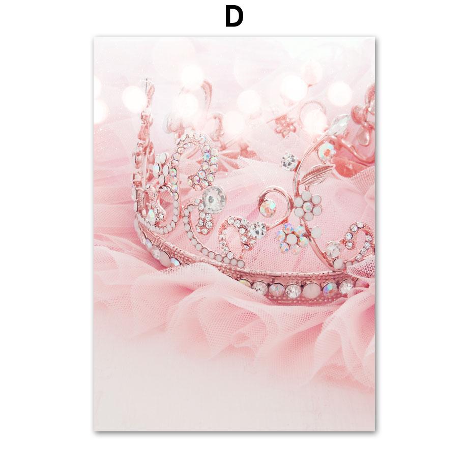 Pink Rose Orchid Sakura Crown Flower Canvas Painting Nordic Posters And Prints Wall Art Pictures For Living Room Home Decor