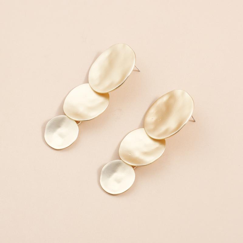 Metal Circular Geometric Pendant Earrings for Women Personality Gold Three-Layer Round Earrings Daily Jewelry