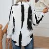 Fashion Abstract Art Print Blouse Women Button Up Loose Long Sleeve Shirts Turn Down Collar Elegant Office Lady Tops Clothes 29728