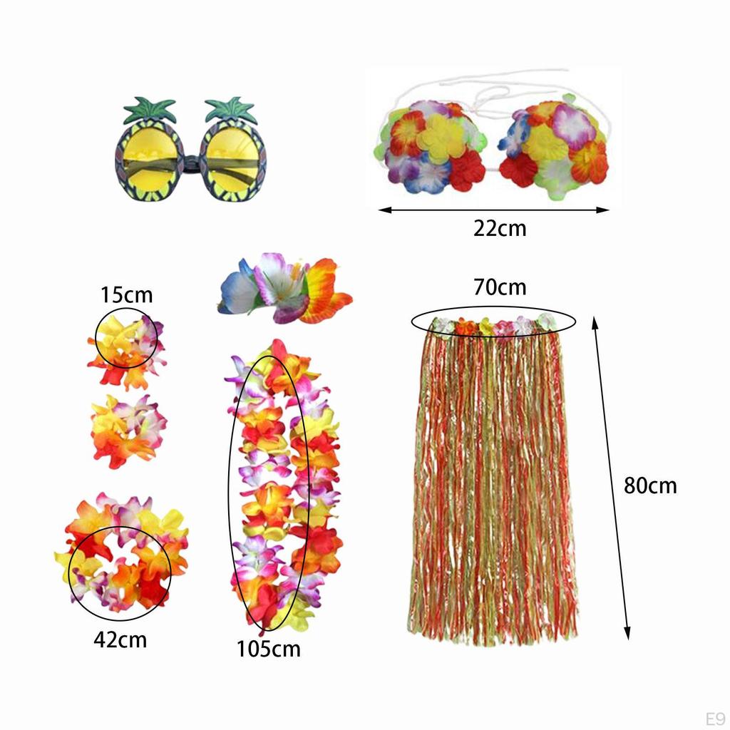 hawaiian Skirt Costume Set Dancewear Glasses for Cosplay Beach Party Decorations