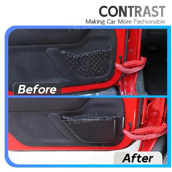 Car Front Rear Door Mesh Pockets Storage Box Organizer Tray for Jeep Wrangler JK 2011-2017 Stowing Tidying Interior Accessories