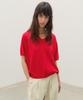 Leuba Fresh Cotton V-Neck Knit - Tomato Red