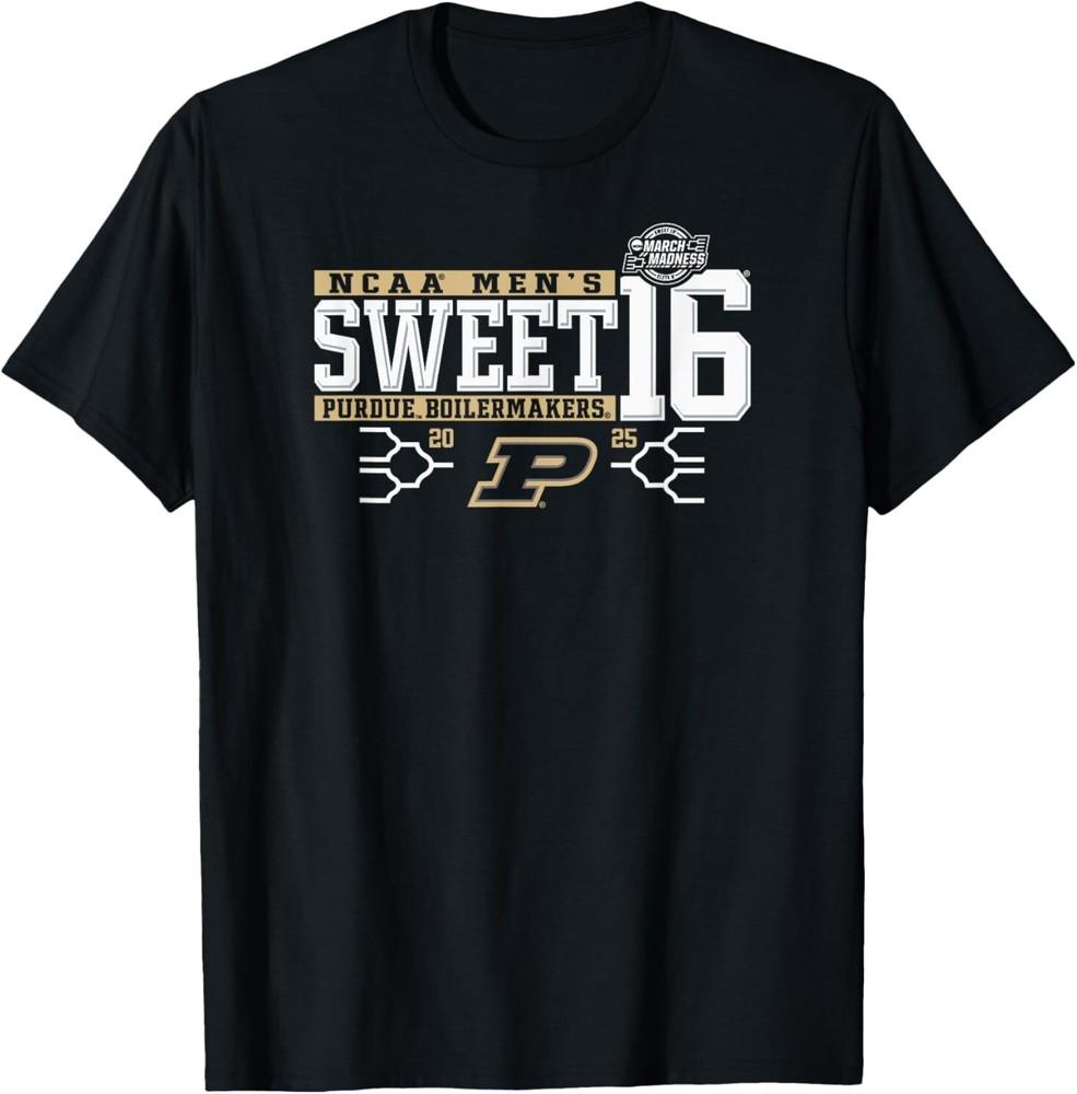 Purdue Boilermakers Sweet 16 2025 Unisexs March Madness Black TShirt S