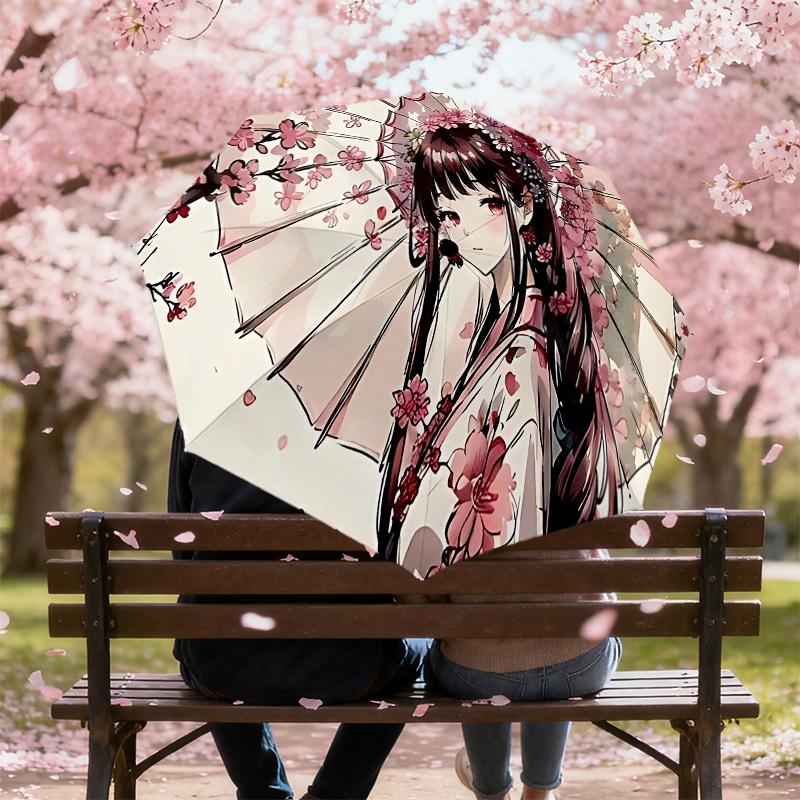 1PC cherry blossoms umbrella Umbrella-8-Rib Reinforced, Automatic Open, Lightweight & Durable, Cute Fashion Accessory for Outdoor, Beach, or Casual Us