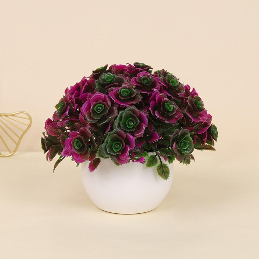 Plastic Artificial Plants Potted 6 Styles Home Garden Decor Rose Flower Plant Fake Flowers