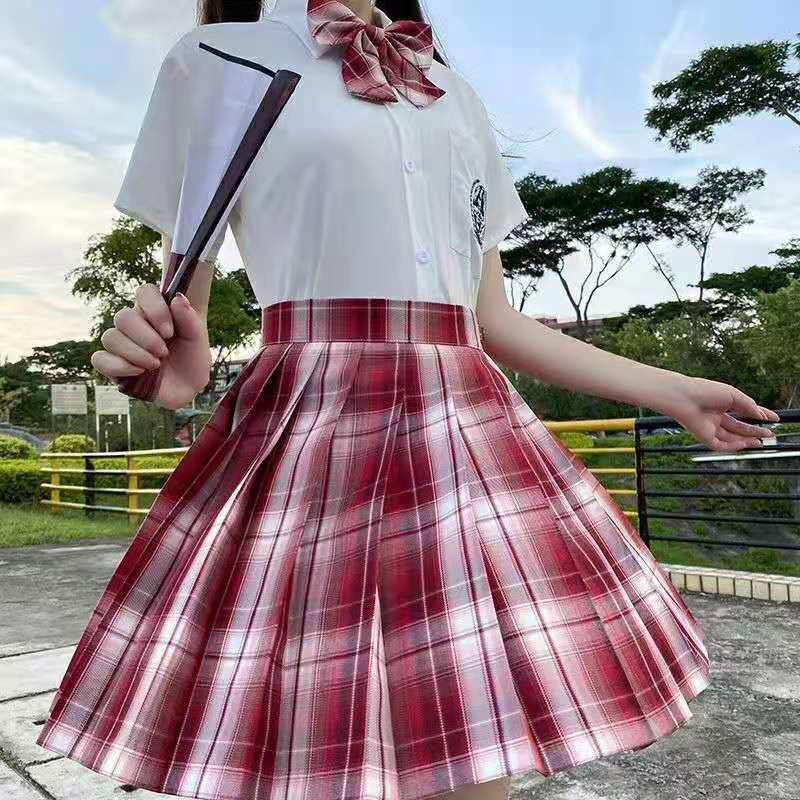Ash Women's Academy Style Sailor Suit: Short Sleeve JK Student Uniform with Genuine Pleated Short Skirt