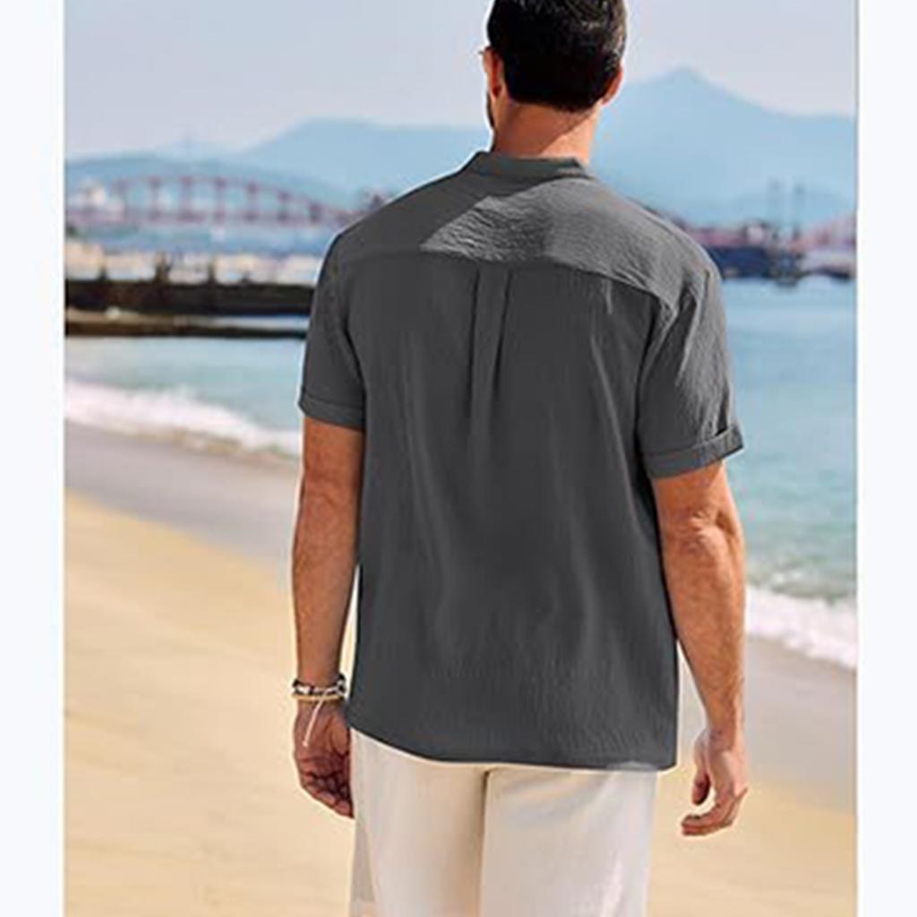 Men's Summer Leisure Culture Breathable Short Sleeved Shirt Top