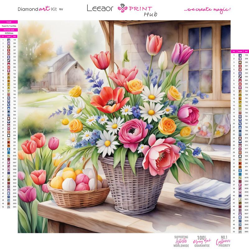 Art Vase Bouquet Diamond Painting  Full Round Diamond Mosaic Landscape Colorful Cross Stitch Kits Room Home Decor Gifts