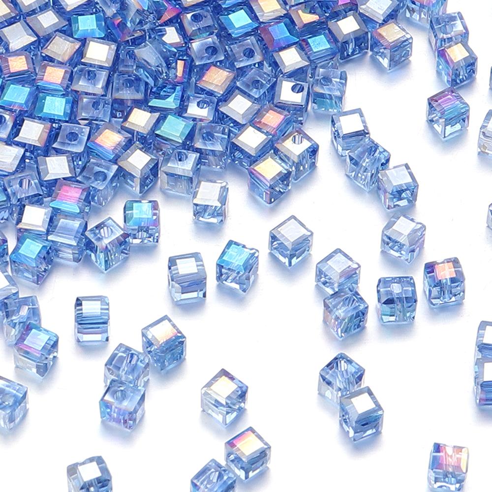 

50 шт. 4/6/8 мм Кубик Квадрат Гранильный Чешское Хрустальное Стекло Россыпью Бусины для Рукоделия для Изготовления Украшений DIY Браслет Ожерелье Аксессуары 4mm королевский синий