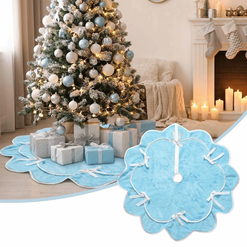 Plush Surface Christmas Tree Skirt Elegant Edge Furry Tree Skirt Festive Decoration