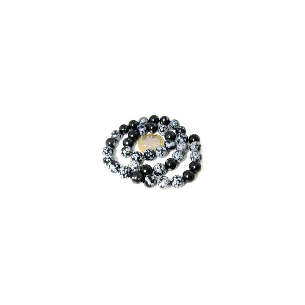 Strand of 58 Round Beads 6mm 6 Mm Speckled Snowflake Obsidian