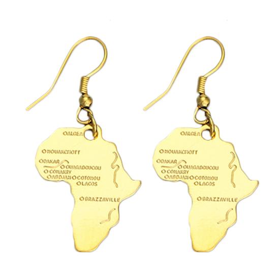

Винтажные женские серьги-кольца с африканской картой, висячие серьги-кольца, пирсинг, ювелирные изделия, подарок