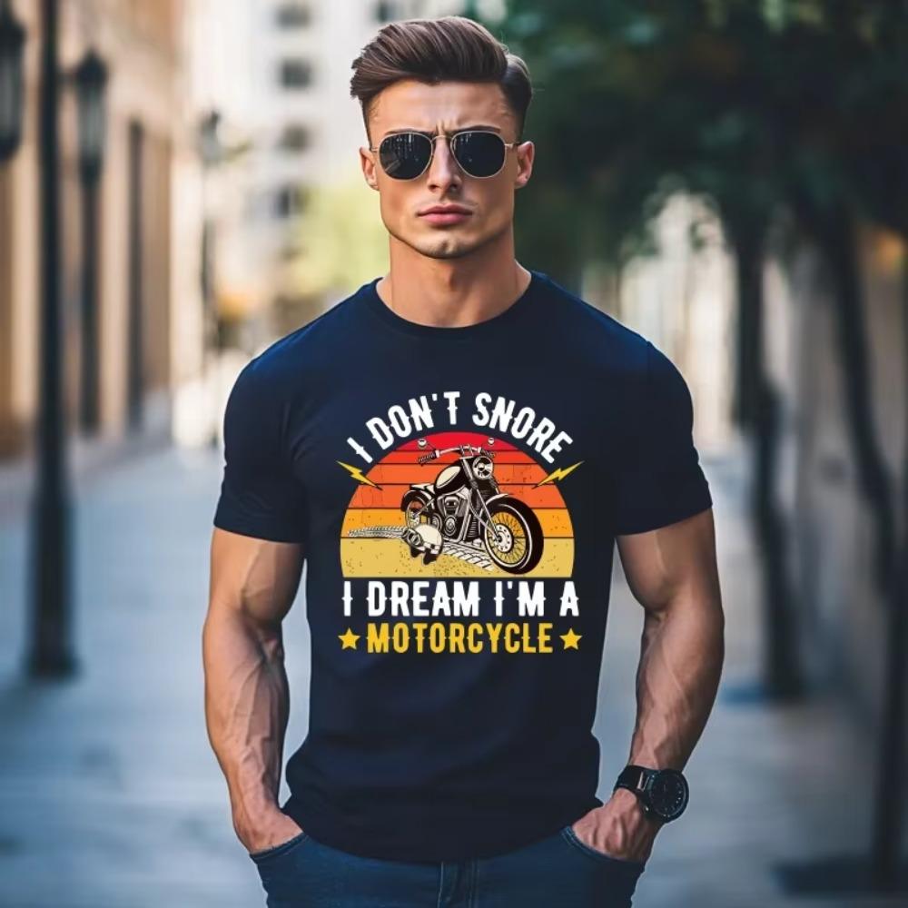 I Don't Snore I Dream I'm A Motorcycle Funny Motorcycle Boy T-Shirt Summer Casual Tshirt Men's Tees in 2024