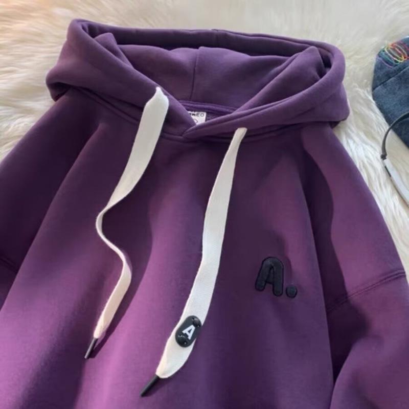 American Trendy Streetwear: Men's Hipster Hooded Sweatshirt, 2025 Autumn/Winter, Loose Couple Style, Plus Velvet