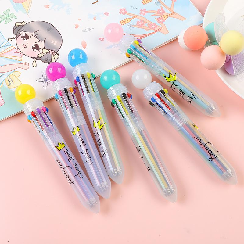 4pcs Creative and Cute New Oil Pen Ten Color Internet Celebrity Multi functional Multi color One 10 Color Ball Pen