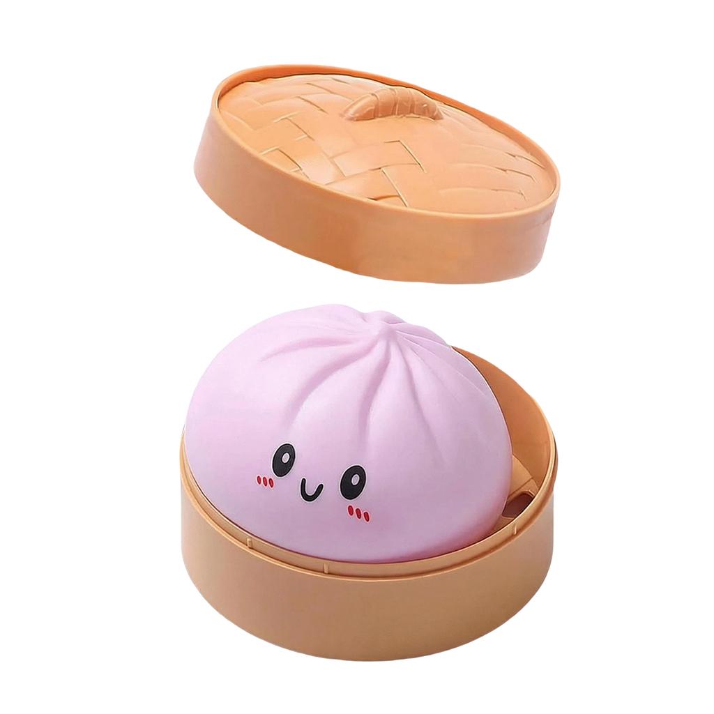 Colorful Dumpling Squishes Stress Balls Fidget Sensory Toys Simulation Food Squishies Bun with Steamer Squeeze Dough Ball Gifts