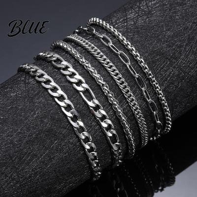 Sophisticated Wristwear 6Pcs Women Bracelet Stainless Steel Hip Hop Style