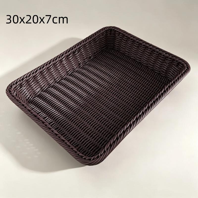 Imitation Rattan Handwoven Storage Basket Eco-Friendly Material Organizer for Kitchen Fruit Snack Picnic Outdoor Use