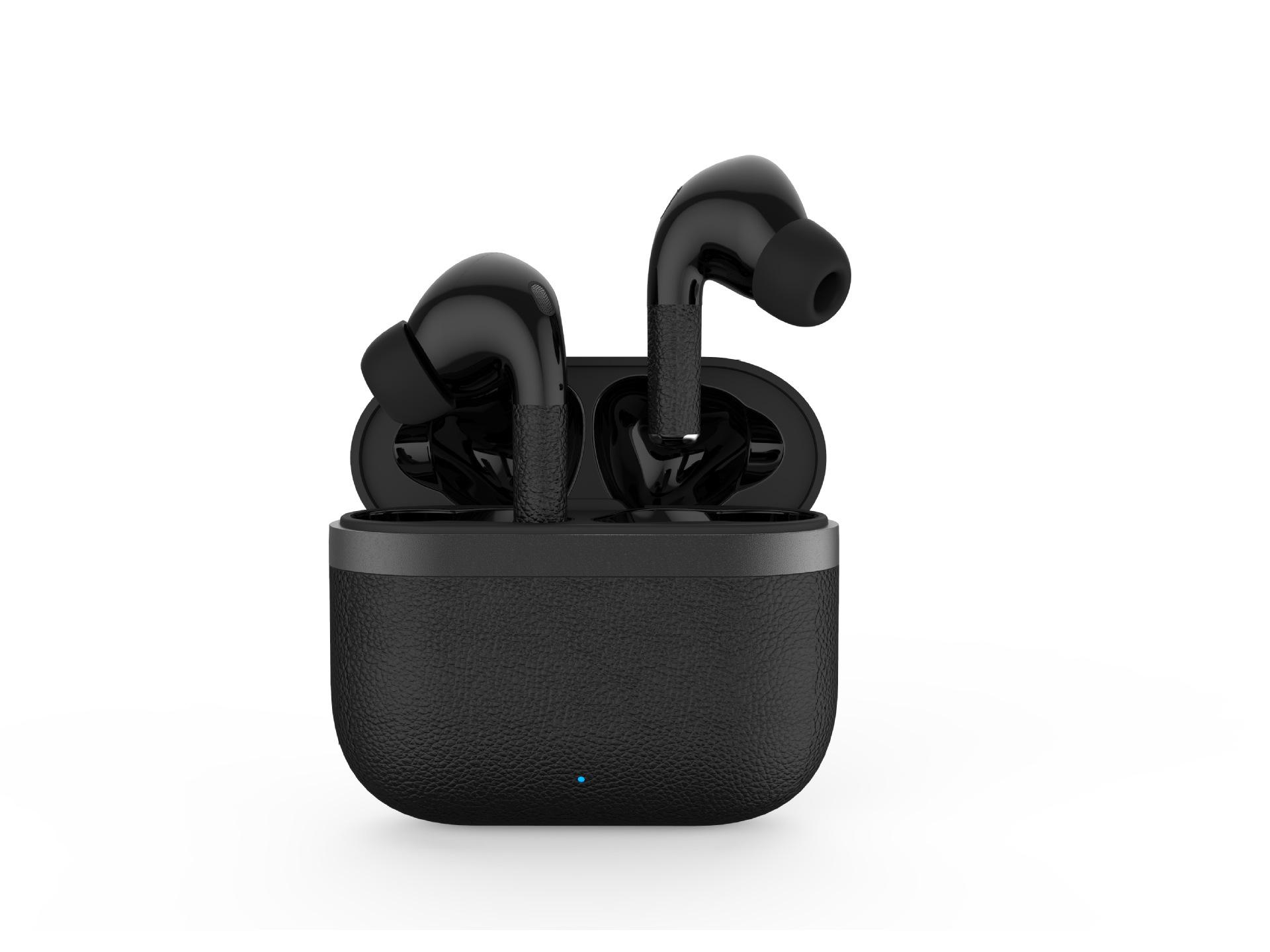 

Leather Texture In-Ear Bluetooth Earphones: True Wireless, Long Battery, High-Quality for Sports