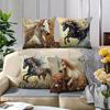 Horses and butterflies as the theme printing pillow cover Short plush Suitable living rooms bedrooms sofas throw cushion cover