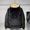 Youth Spring and Autumn Design Unique Punching Jacket Men Personalized Solid Color Hooded Workwear Jacket