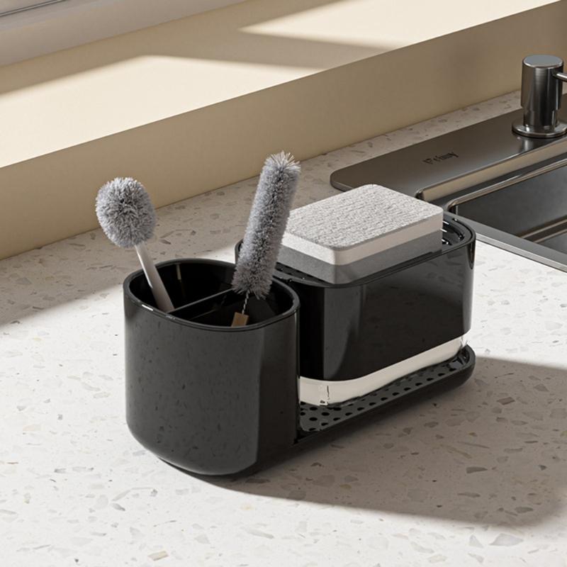 2 in 1 Soap Dispenser and Sponges Holder Practical Dish Soap Dispenser Soaps Pump Dispenser for Kitchen Bathroom