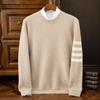 Striped Round Neck Sweater for Men's Autumn and Winter New Simple and Versatile Cashmere Knitted Base Shirt Skin-friendly and Warm Sweater
