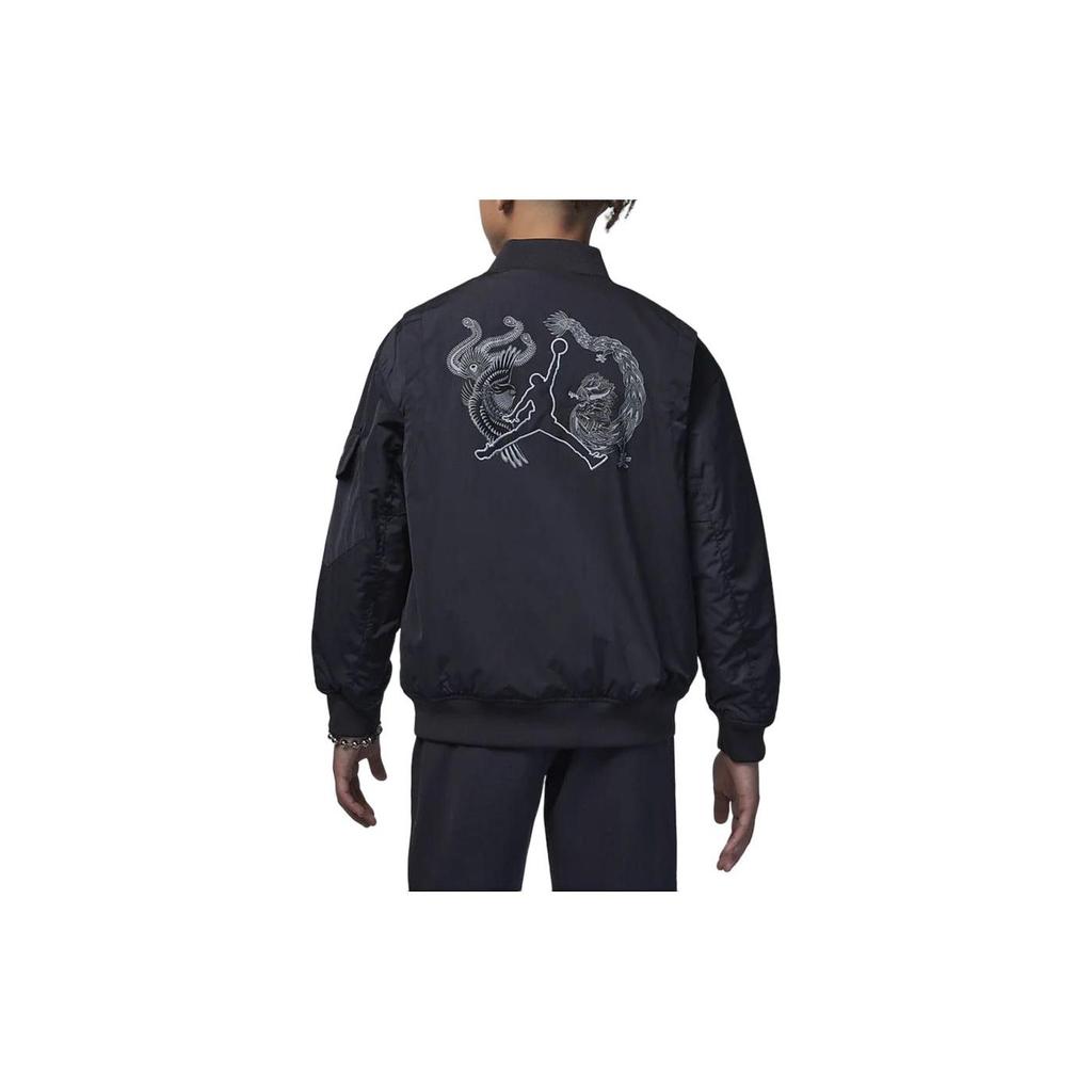 Jordan Chinese New Year Logo Embroidered Casual Jacket Kids Jackets Dark-Smoke-Gray HJ8053-070