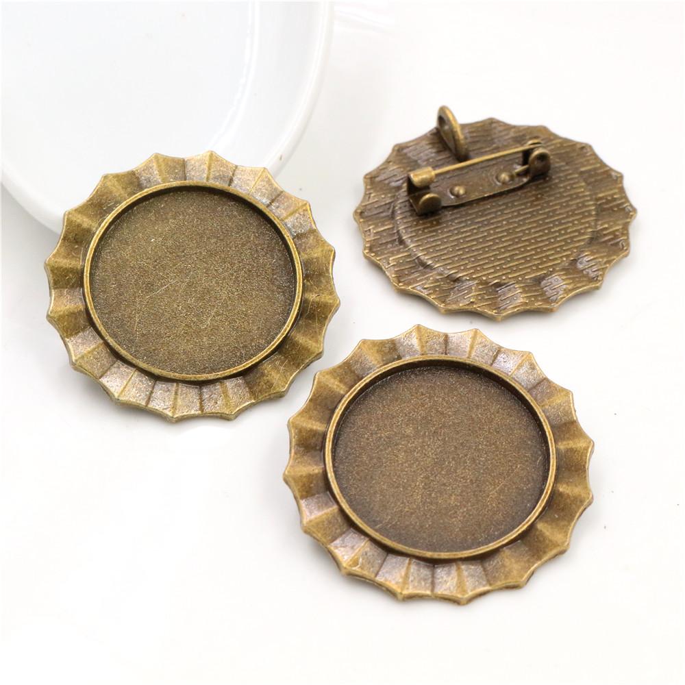 New Fashion 5pcs 25mm Inner Size Antique Silver Plated and Antique Bronze and Antique Gold Color Brooch Cabochon Base Setting
